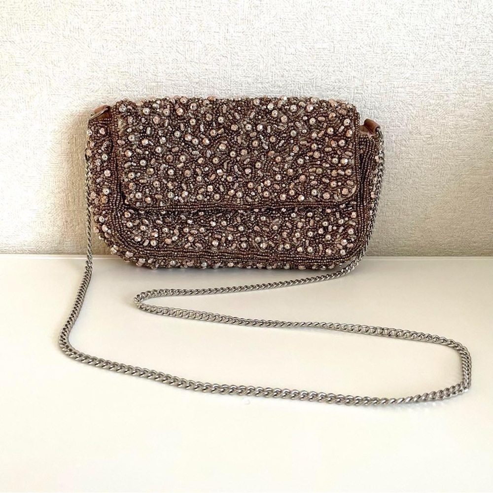 ZARA basics Small Beaded Jewelled Chain Purse
